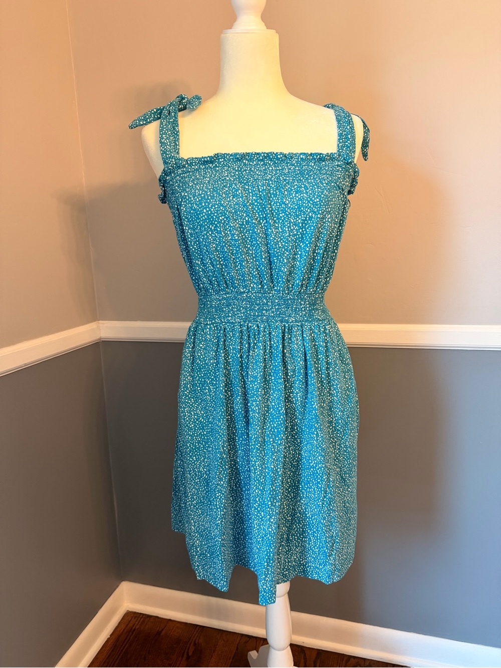 Roxy Teal Tie-Shoulder Mini Dress